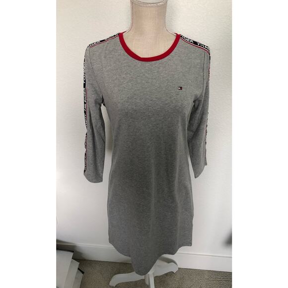 Tommy Hilfiger 3/4 Sleeve Logo Striped Midi Athletic Dress - S - Picture 1 of 3